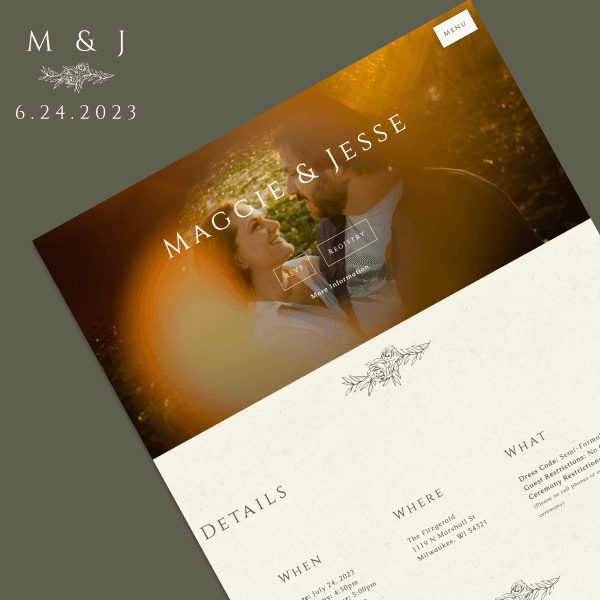 Image of website built by Digital Ground for Maggie & Jesse